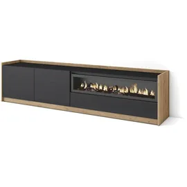 SKRAUT HOME Lowboard 207x50x37 cm Schwarz Eiche Holzwerkstoff