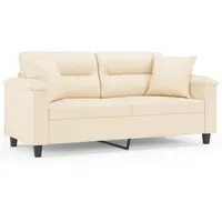 vidaXL 2-Sitzer-Sofa mit Kissen Beige 140 cm Mikrofasergewebe
