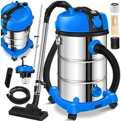 MASKO® Industriestaubsauger Staubsauger Nass Trocken Sauger Edelstahl 2300W + Steckdose   Blasfunktion   Trocken-Saugen & Nass-Saugen   Push&Clean   Industrie-Sauger mit & ohne Beutel   beutellos
