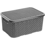 Aufbewahrungsbox Korb Aufbewahrungskorb mit Deckel Rattan 7L anthrazit  BRANQ