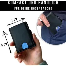 Frentree Slim Wallet mit RFID-Schutz - Geldbörse aus echtem Leder - Mini Geldbeutel mit Münzfach - Echtleder Portemonnaie Karten Kartenetui Klein, Schwarz