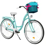MILORD Damenfahrrad Citybike Komfort Mit Metallkorb Hollandrad Vintage Fahrrad, 26, 28 Zoll, 3-Gang (Blau, 28 Zoll)