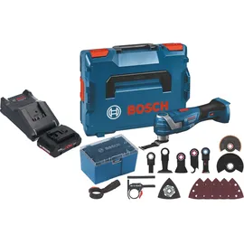 Bosch Professional Akku Multi Cutter 18 V Starlock Plus + 1x ProCore Akku 4,0 Ah + Ladegerät + 17 tlg. Zubehör + L-Boxx