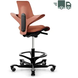HAG CAPISCO PULS 8020 | Stehhilfe mit Fußring | Farbe Rosehip | Sitzfläche coral | Gestell schwarz