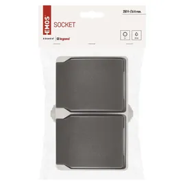 EMOS Schuko-Steckdose 2-fach Grau/Schwarz
