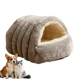 Kuschelhöhle Katzen Warm, Katzenhaus Indoor Plüsch Gemütliche, Hundehöhle Kleine Hunde Kuschelig, Hundehöhle Kuschelhöhle, Kuppelförmiges Haustierhaus Winterhöhle, Schlafhöhle Versteck Unterstand