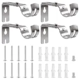 Lahviuu Gardinenstange Halterung 4 Stück Metall Verstellbare Gardinenstangen Halterungen Gardinenstangenhalter Wandhalterung Vorhangstange Halterung mit Schrauben für Schlafzimmer, Badezimmer, Silber
