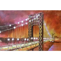 Metallbild Brücke Bild Metall Deko Wandbild Vintage 3D Wohnzimmer Küche Bar