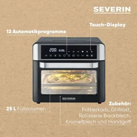 Severin 2-in-1 Toastofen & Heißluftfritteuse TO 9579 schwarz-silber