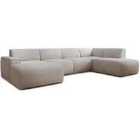 AX Living Wohnlandschaft, Creme, Textil, Teilmassiv,Kiefer, Uni, 7-Sitzer, Füllung: Polyurethan (Pur), U-Form,Rechteckig, rund, 220x78x378 cm, Oeko-Tex®, Oeko-Tex® Standard 100, Gots, Pefc, FSC 100%, FSC Mix, FSC Recycled, TÜV Rheinland, TÜV Süd, Reach, Made in Europe, Wohnzimmer, Sofas & Couches, Wohnlandschaften, Wohnlandschaften in U-Form