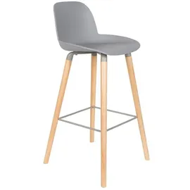 ZUIVER Albert Kuip Barstuhl Eschenholz/Kunststoff 75 cm, light grey