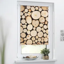 Lichtblick Rollo Klemmfix 120 x 150 cm Holzstapel/braun