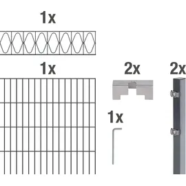 GAH Alberts Alberts Doppelstabmattenzaun »Eleganz« als 7 tlg. Zaun-Komplettset | verschiedene Längen und Höhen | kunststoffbeschichtet, anthrazit | Höhe 120 cm Länge 2 m,