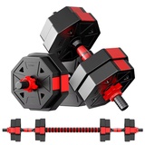 Verstellbare-Hanteln-Set-10kg, Kurzhanteln Achteckige Form 2 In 1 Hantelset & Langhantel Set Mit VerbindungsstüCk Nicht Rollen für Kraftsport Fitness Home Gym