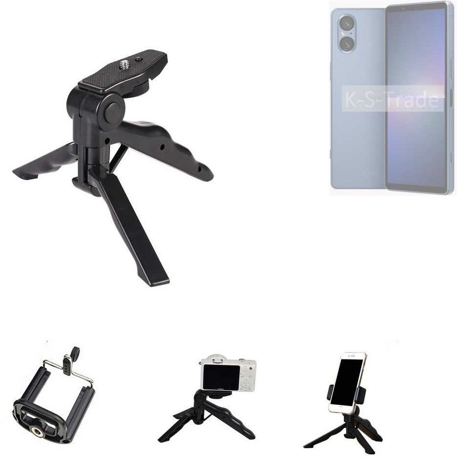 K-S-Trade für Sony Xperia 5 V Smartphone-Halterung, (Stativ Tisch-Ständer Dreibein Handy-Stativ Ständer Mini-Stativ) schwarz