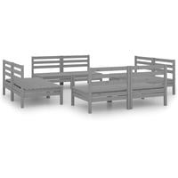 vidaXL 8-tlg Garten-Lounge-Set Grau Kiefer Massivholz