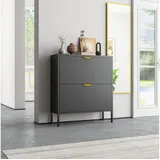 Mein-Regal Sideboard PARIS, Schwarz Schuhschrank aus Metall 2 Kippfächer für bis zu 12 Paar Schuhe schwarz