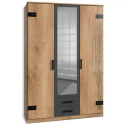 WIMEX Kleiderschrank Liverpool 135 x 198 cm Holzoptik Braun Eiche