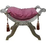Casa Padrino Sitzhocker Kreuzhocker Samt 52 x 48 x 76 cm Rosa/Silber