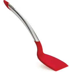 Küchenschaufel CUISIPRO "Elegance", rot (edelstahlfarben, rot), B:4cm H:7cm, Edelstahl, Silikon, Küchenpaletten, Küchenschaufel, satinierter Edelstahl, hochwertig, stilvoll, hitzebeständig bis 300 C