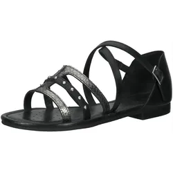 GEOX Damen Echtleder-Schuhe im Gladiator-Stil Sommer-Schuhe mit Nieten und Animal-Print D25LXV 043N9 C9244 Schwarz - 36