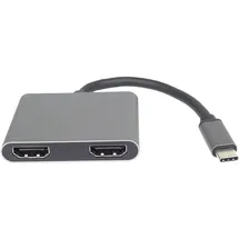 PremiumCord MST Adapter USB-C auf 2X HDMI, USB 3.2 Typ C Stecker auf 2X HDMI Buchse, erweiterte + Spiegelfunktionen, USB3.0, PD, Auflösung 4K, Full HD 1080p