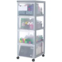 Iris Ohyama Schubladenbox 4 tiefen Schubladen 4-tlg. grau