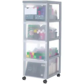 Iris Ohyama Schubladenbox 4 tiefen Schubladen 4-tlg. grau