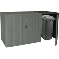 1er WPC-Mülltonnenverkleidung Erweiterung MCW-J28, Premium Mülltonnenbox, Metall Holzoptik ~ grau