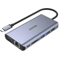 UNITEK HUB 8-w-1 USB-C 3.1; HDMI; VGA; RJ45; SD; PD 100W; D1019B