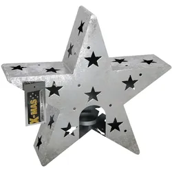 Deko Stern aus Metall mit Teelicht- Halterung silber 49 cm