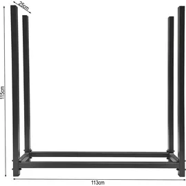 Quick Star Kaminholzregal Metall 113 x 25 x 115 cm mit Schutzhülle Grau