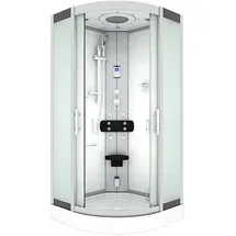 AcquaVapore D46-00M0 Komplettdusche mit Schiebetür 80 x 80 cm weiß Sicherheitsglas
