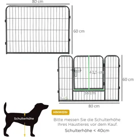 PawHut Welpenauslauf 12 Paneele Schwarz/Grau 60 cm