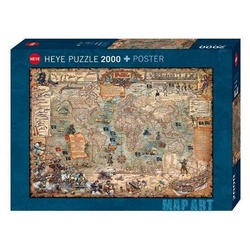 HEYE Puzzle 298470 – Piratenwelt – Landkarten-Kunst, 2000 Teile,…, 2000 Puzzleteile bunt