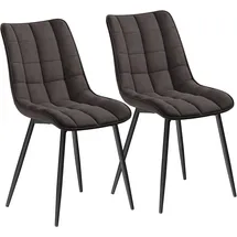 Woltu Esszimmerstühle 2er Set, Küchenstuhl Polsterstuhl Wohnzimmerstuhl Sessel mit Rückenlehne, Sitzfläche aus Stoffbezug, Dunkelgrau