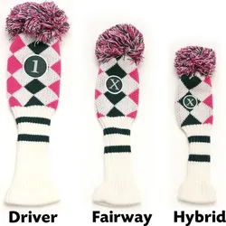 Callaway Argyle Pom Pom Headcover weiss/pink