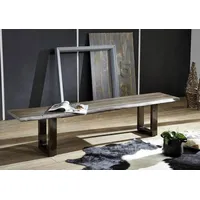 Massivmoebel24 Baumbank Sheesham 160x38x45 smoked oak lackiert Plattenstärke 3,5cm