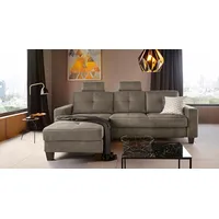 Ecksofa PLACES OF STYLE "Varese L-Form" Sofas Gr. B/H/T: 251cm x 91cm x 164cm, Luxus-Microfaser Vintageoptik, Recamiere links, mit Vorziehfunktion-mit Bettkasten-mit Relaxfunktion, grau (taupe) Recamiere wahlweise mit elektrischer Relaxfunktion, 2-Sitzer-Element