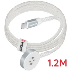 Swissten Swissten, Magnetisches Ladegerät 2.5W USB-C für Apple Watch Nylon 1.2m, Weiß - Weiß