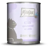 MjAMjAM Leckere Mahlzeit Kitten 800g Dose Katzennassfutter Sparpaket 12 x 800 Gramm vorzügliches Kalb mit Lachsöl