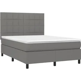 vidaXL Boxspringbett mit Matratze & LED Dunkelgrau 140x190 cm Stoff