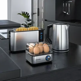 Arendo Frühstücks-Set in silber - Wasserkocher / Toaster / Eierkocher