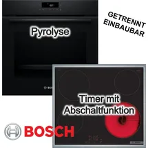 Bosch Backofen Kochfeld Set Pyrolyse 3D Heissluft Glaskeramikkochfeld Schwarz