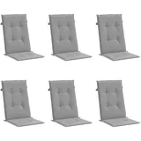 vidaXL Gartenstuhlauflagen für Hochlehner 6 STK., Gartenstühle Sitzauflagen, Sitzkissen Polsterauflagen UV-Beständig, Hochlehner Auflagen, Grau Stoff