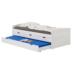 IDIMEX Funktionsbett JESSY, Bett mit Stauraum JESSY Jugendbett, Bett 90×200 cm Kiefer massiv weiß weiß