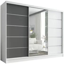 A&J MöbelLand Schiebetürenschrank AURELIA 1 200 x 215 x 59,5 cm Grau/Weiß