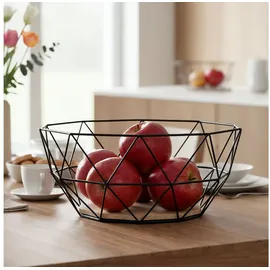 levandeo Obstkorb Metall Schwarz 26x12cm Korb Modern Holz Braun Schüssel Schale Deko Obstschale Tischdeko