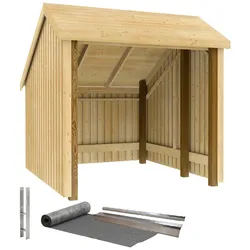 Gartenhaus PLUS, beige (natur), Holz, Gartenhäuser, Fahrradunterstand offen, inkl. Dachpappe/Aluleisten/H-Pfostenfüße