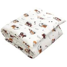TupTam Kinder Gemusterte Bettdecken Set Ganzjahresdecke Bettdecke Kopfkissen Flachkissen 2tlg., Farbe: Bagger Beige, Größe: 135x100 cm